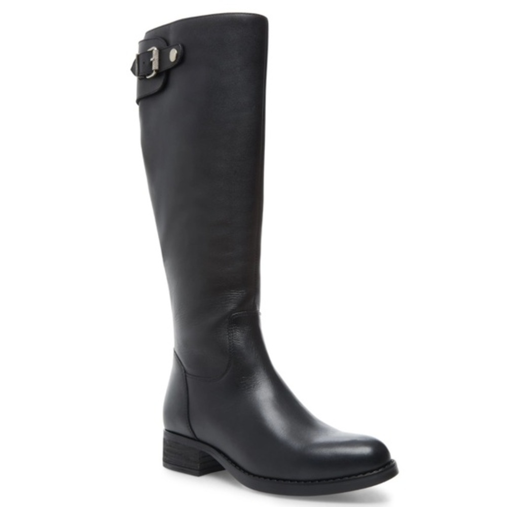 Steve Madden LORAINE BLACK‎ knee high LEATHER boots size 11 brand new